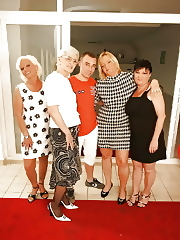 Four mature mothers having party with lucky boy PART 3